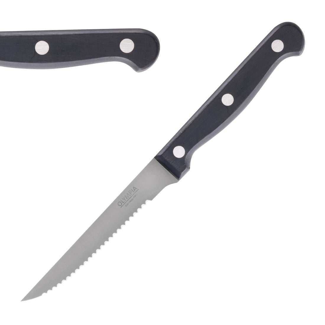 Couteau à viande pointu Olympia Taverna manche noir (lot de 12) — C134