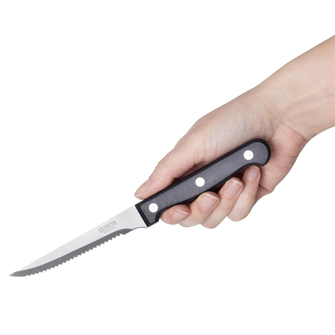 Couteau à viande pointu Olympia Taverna manche noir (lot de 12) — C134