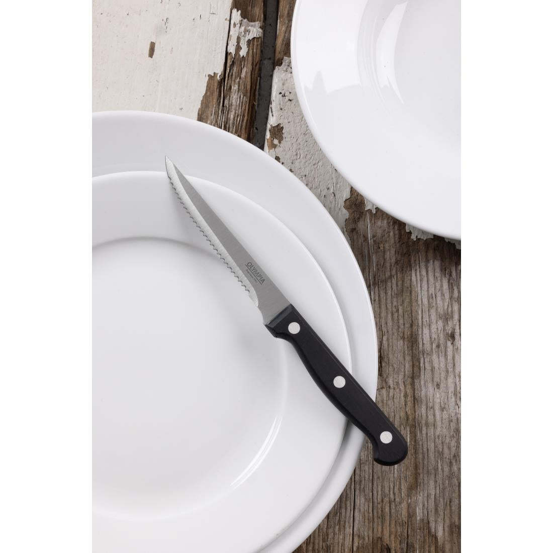 Couteau à viande pointu Olympia Taverna manche noir (lot de 12) — C134