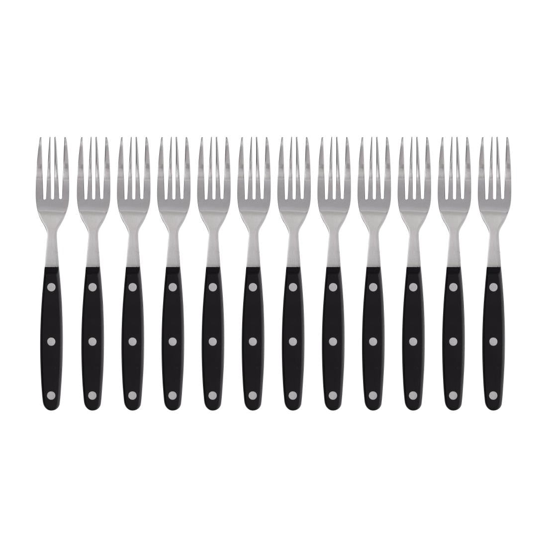 Fourchettes à viande Olympia manche noir (lot de 12) — C135