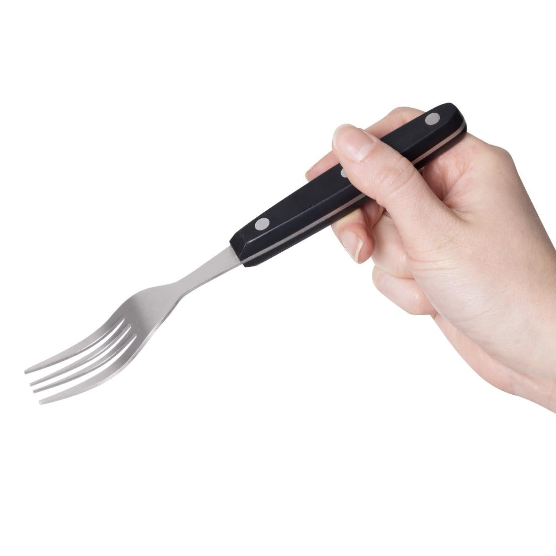 Fourchettes à viande Olympia manche noir (lot de 12) — C135
