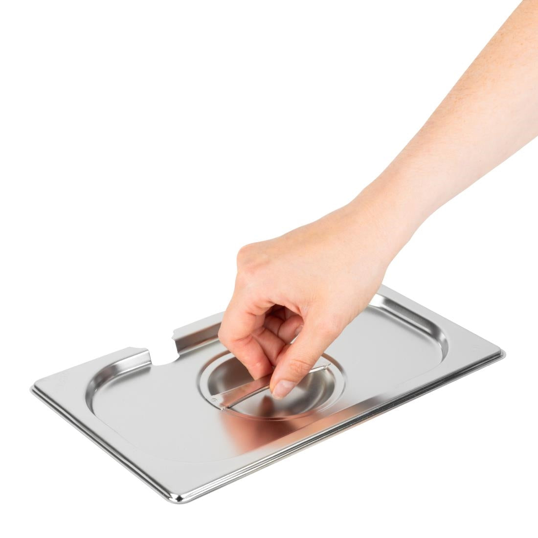 Couvercle inox avec encoche Vogue GN 1/4 — CB174