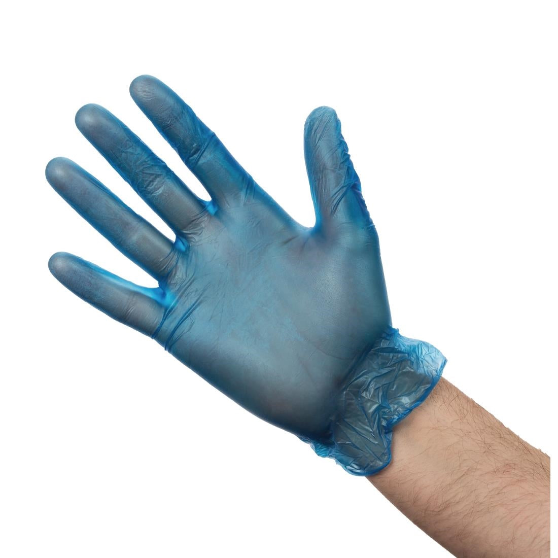 Gants alimentaires en vinyle poudré Hygiplas bleus L (lot de 100) — CB254-L