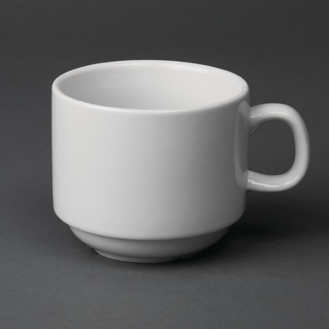 Tasse à thé empilable blanche whiteware Olympia 200ml (lot de 12) — CB467
