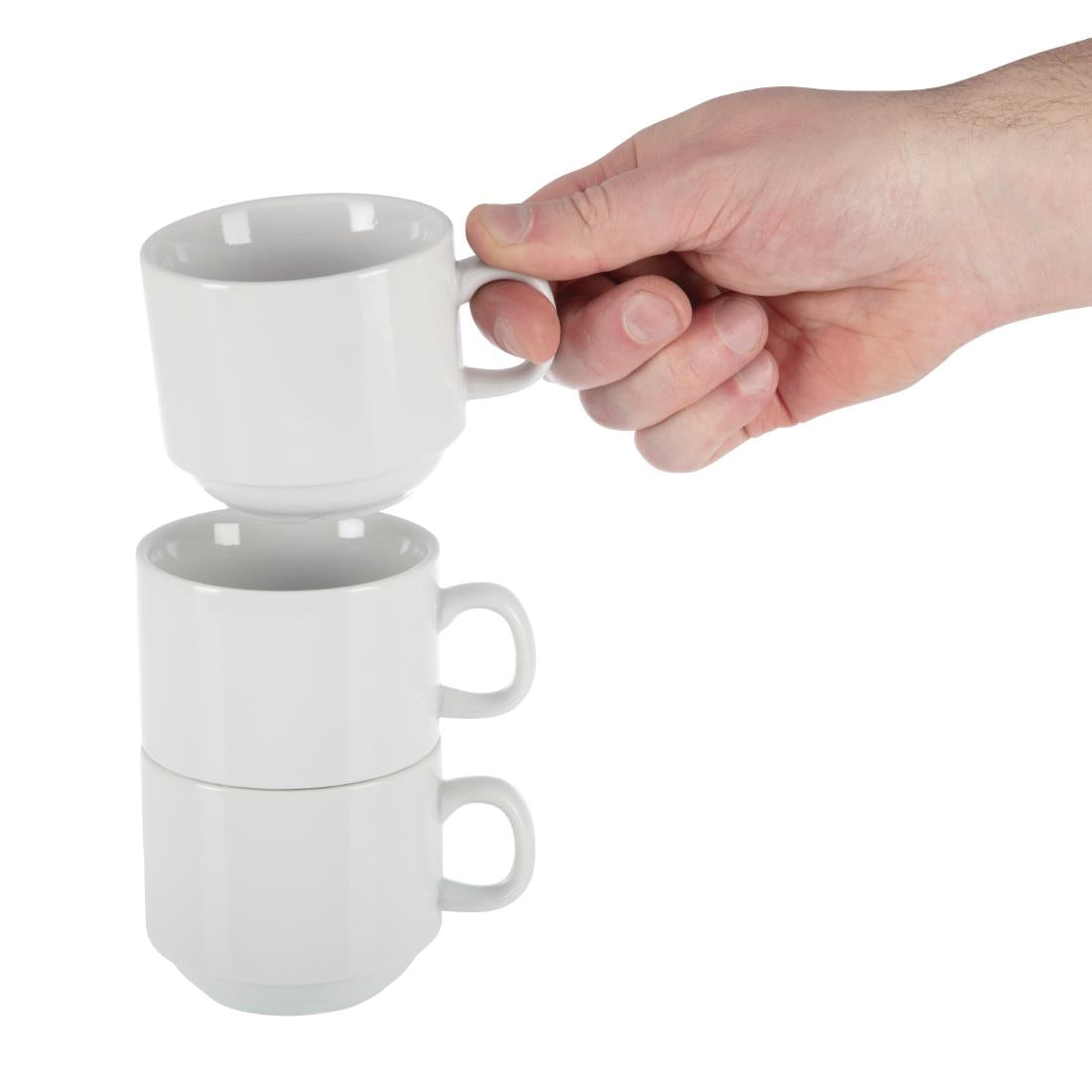 Tasse à thé empilable blanche whiteware Olympia 200ml (lot de 12) — CB467