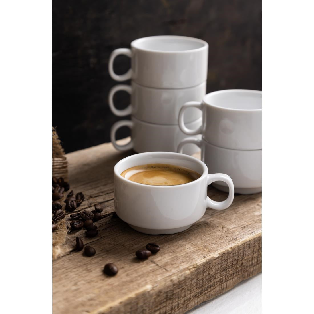 Tasses à espresso empilables Olympia Whiteware 85ml (lot de 12) — CB471