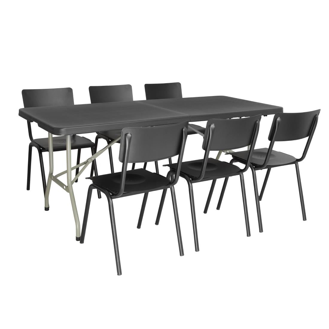 Table pliante rectangulaire Bolero noire 1,8 m — HZ169