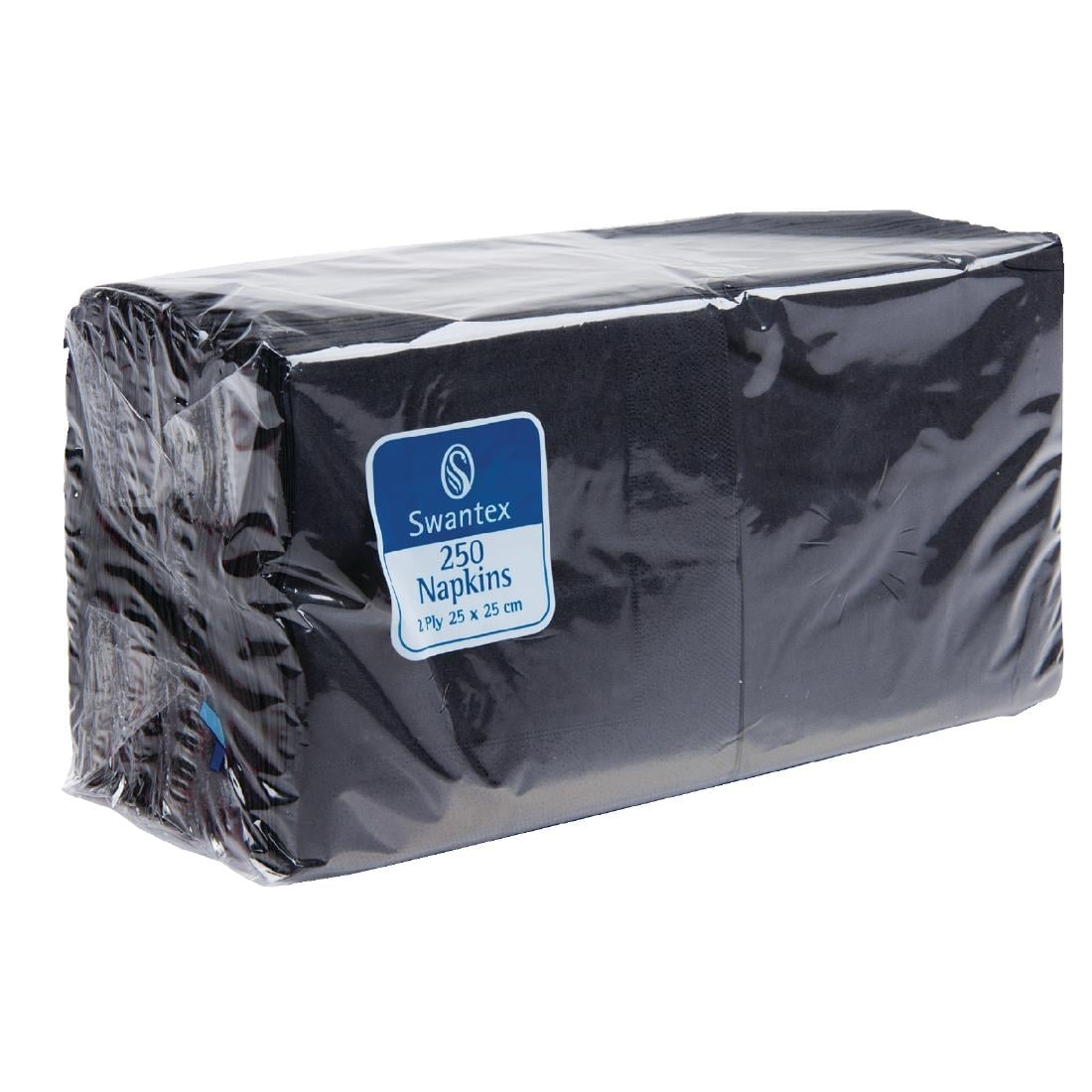 Serviettes cocktail noires Swantex 25x25cm 2 plis 1/4 (lot de 2 000) — CB666