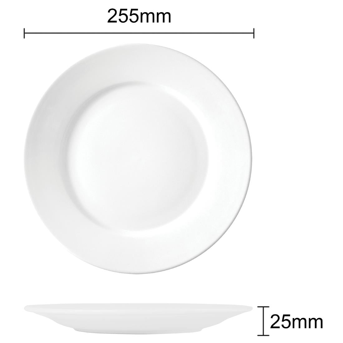 Assiettes blanches à bord large Olympia Athena 254mm (lot de 12) — CC209