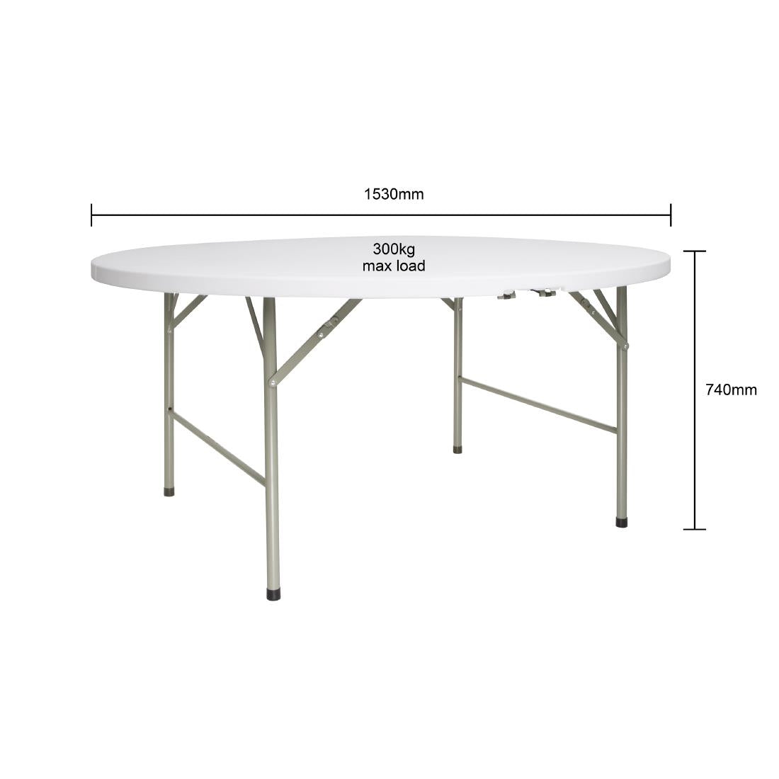 Table ronde pliable au centre Bolero blanche 1530mm — CC506