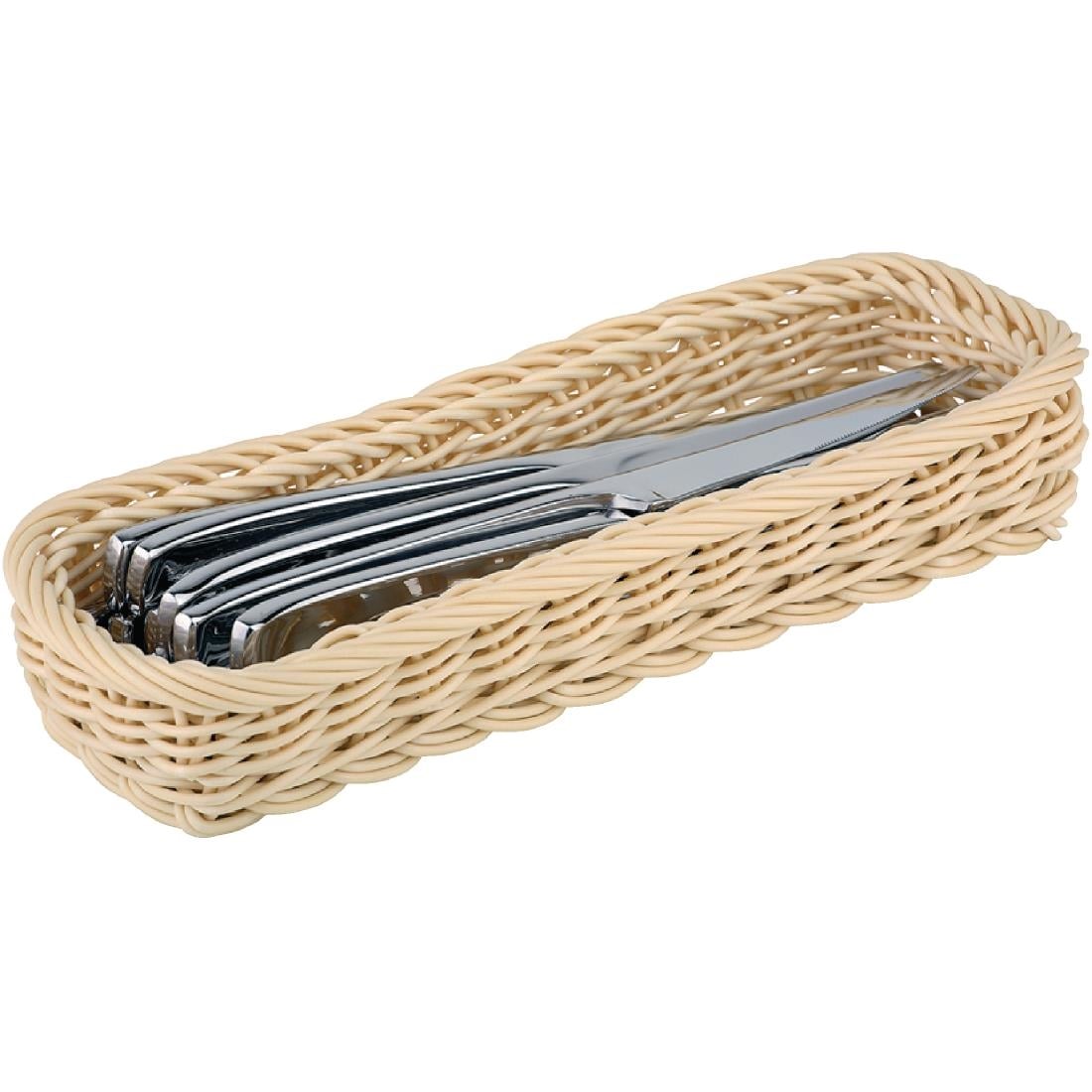 Panier rectangulaire à couverts en rotin polypropylène APS — CF301