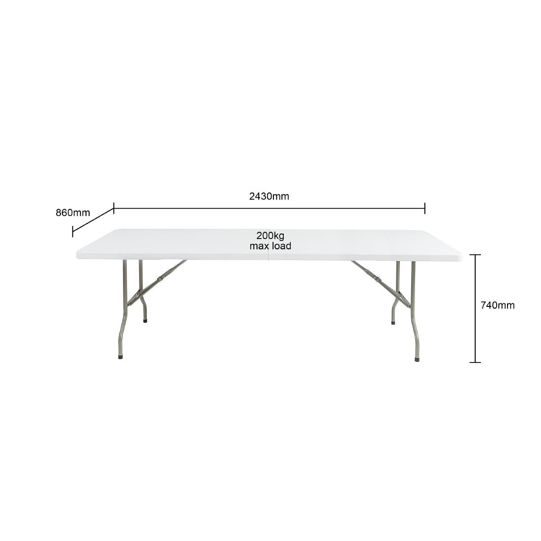 Table pliable au centre Bolero blanche 2430mm — CF375