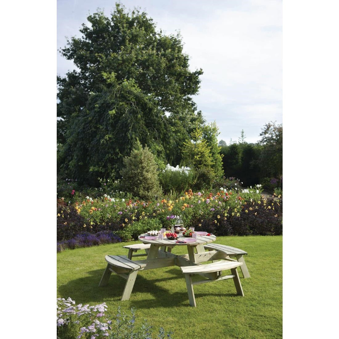 Table de pique-nique en bois ronde Rowlinson 2000mm — CG097