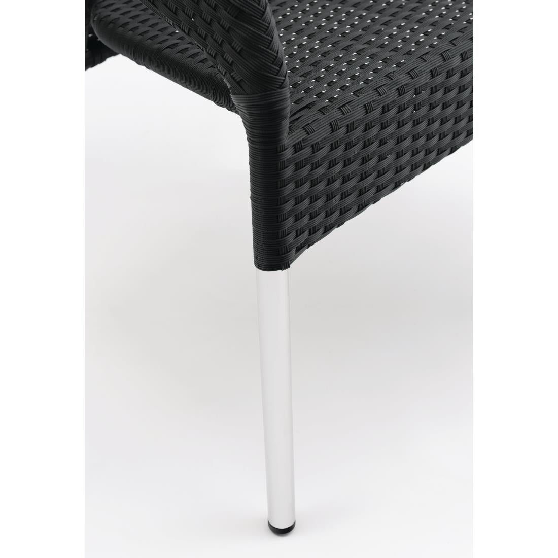 Fauteuils enveloppants bistro en rotin PE anthracite Bolero (lot de 4) — CG223