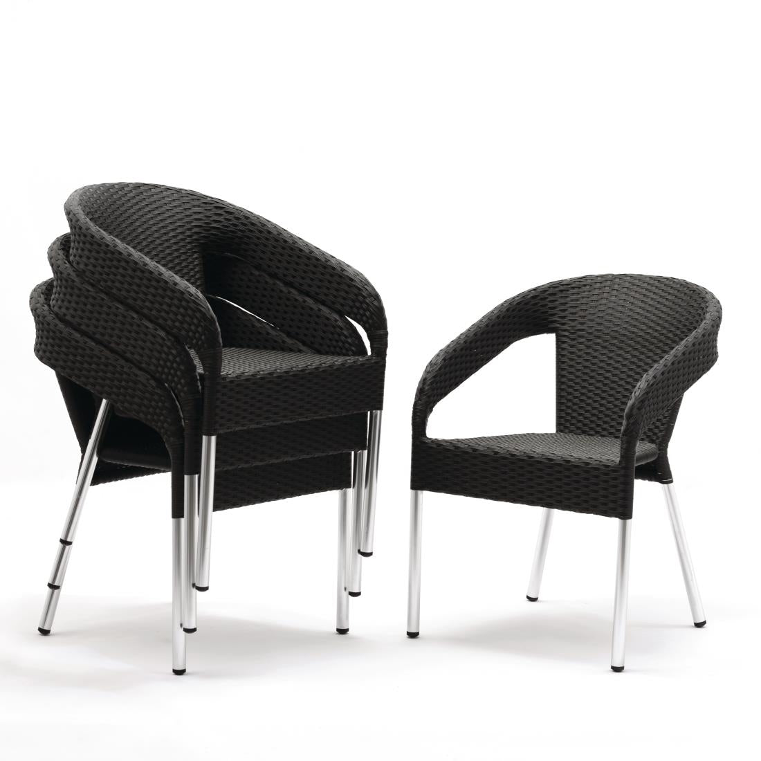 Fauteuils enveloppants bistro en rotin PE anthracite Bolero (lot de 4) — CG223
