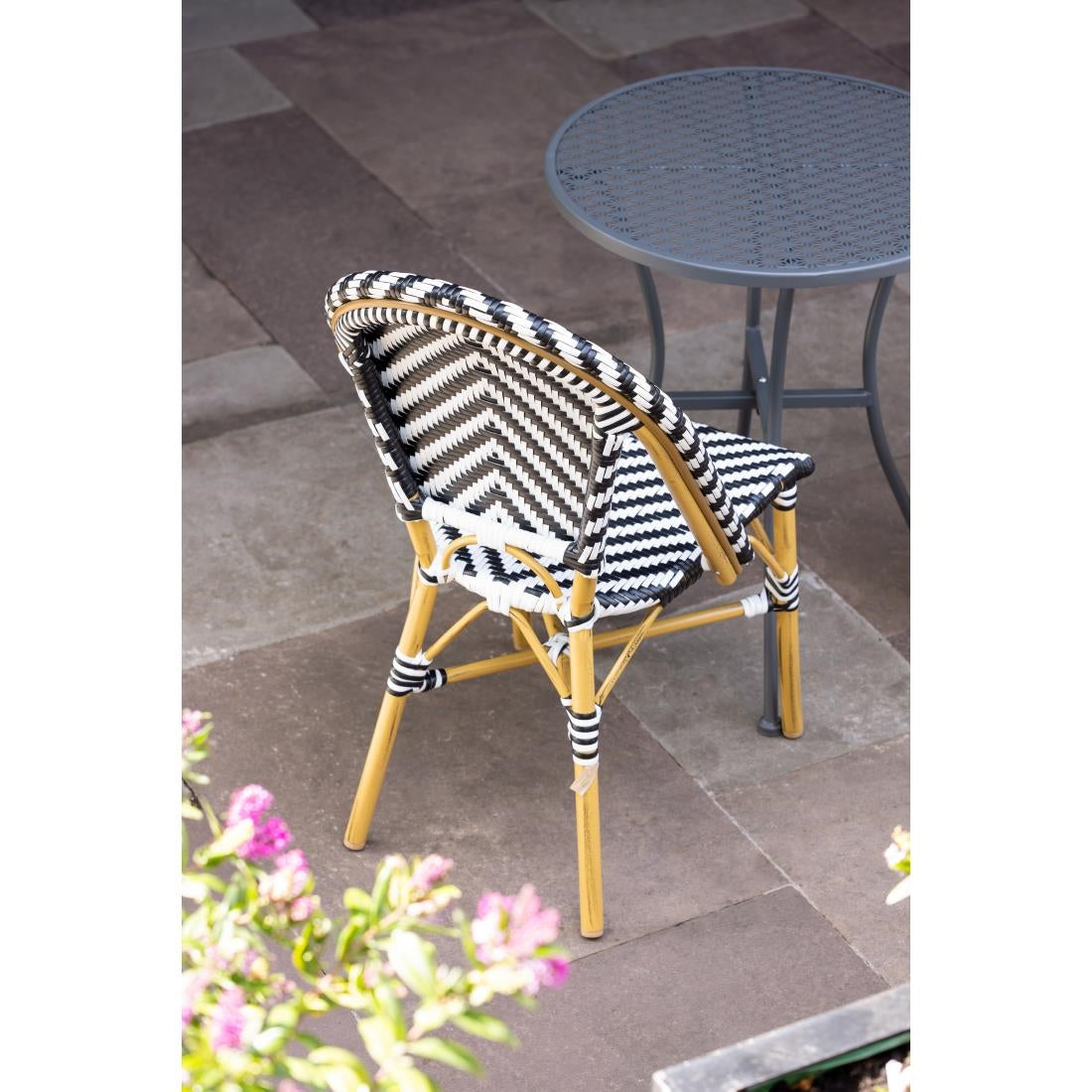 Chaises style parisien en rotin PE Bolero noires (lot de 2) — CH111