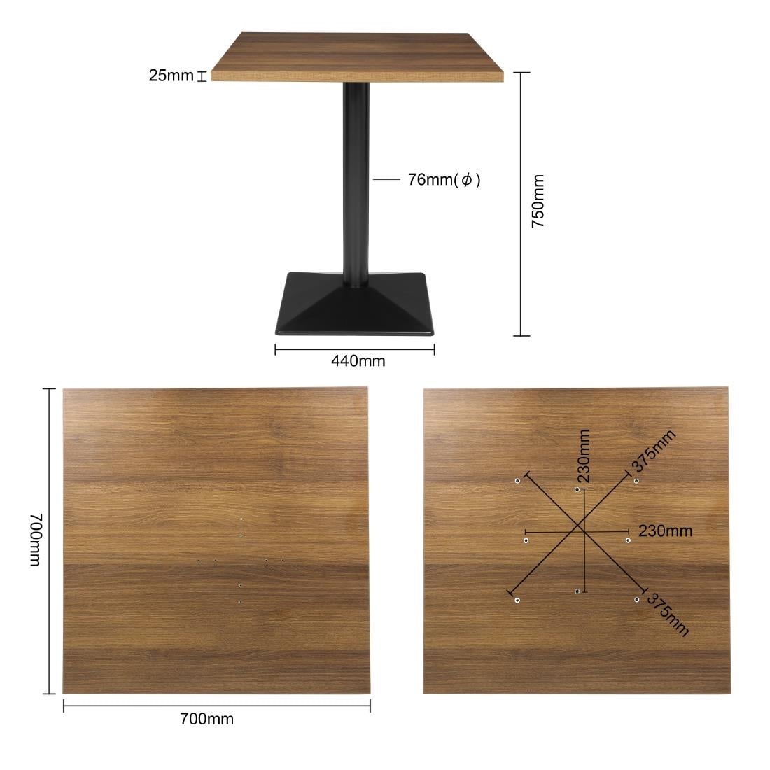 Table carrée Bolero Complete 700mm — CH992