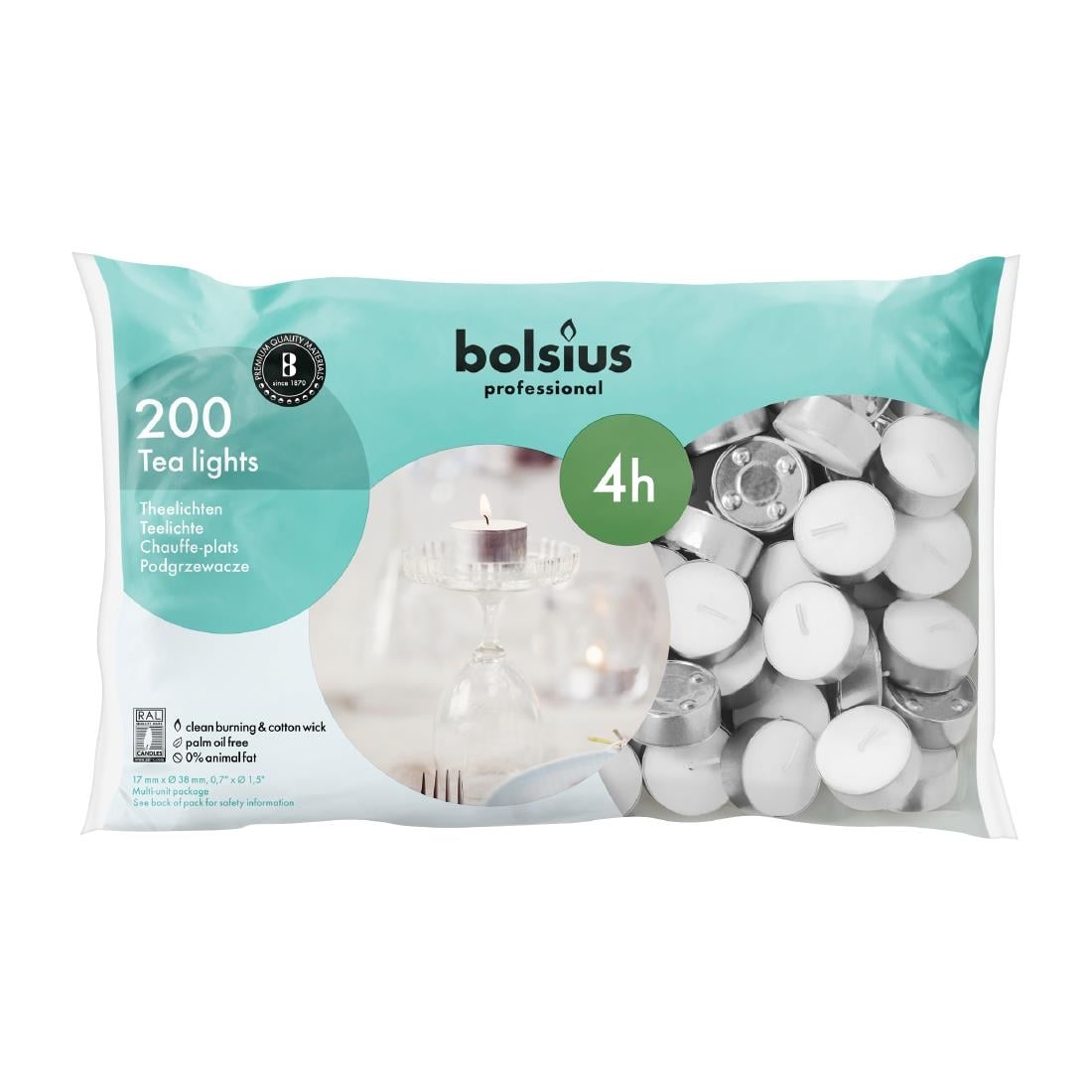 Bougies chauffe-plat professionnelles Bolsius 4 heures (lot de 200) — CJ879
