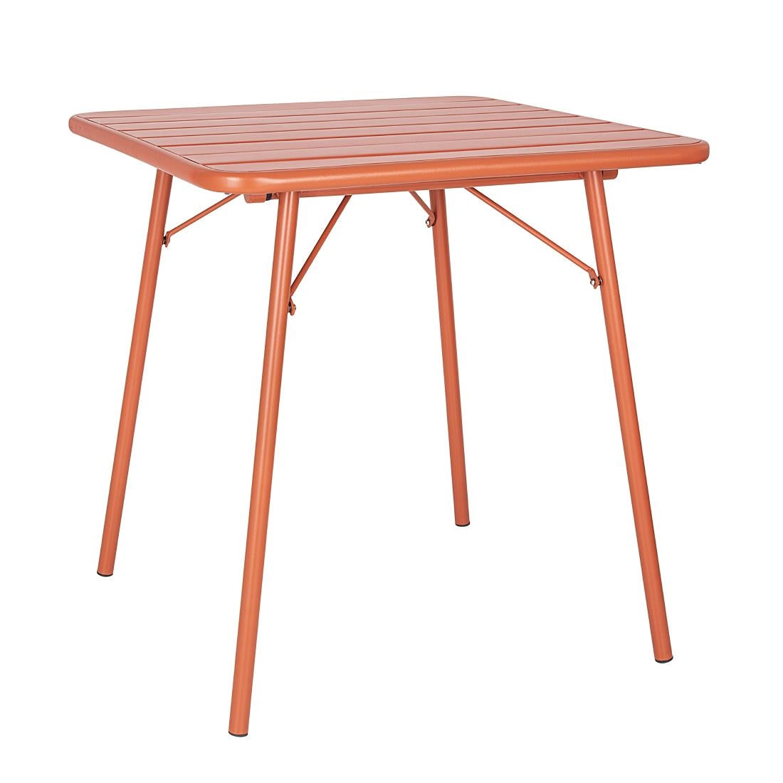 Table carrée à lattes en acier Bolero terracotta — CK064