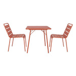 Table carrée à lattes en acier Bolero terracotta — CK064