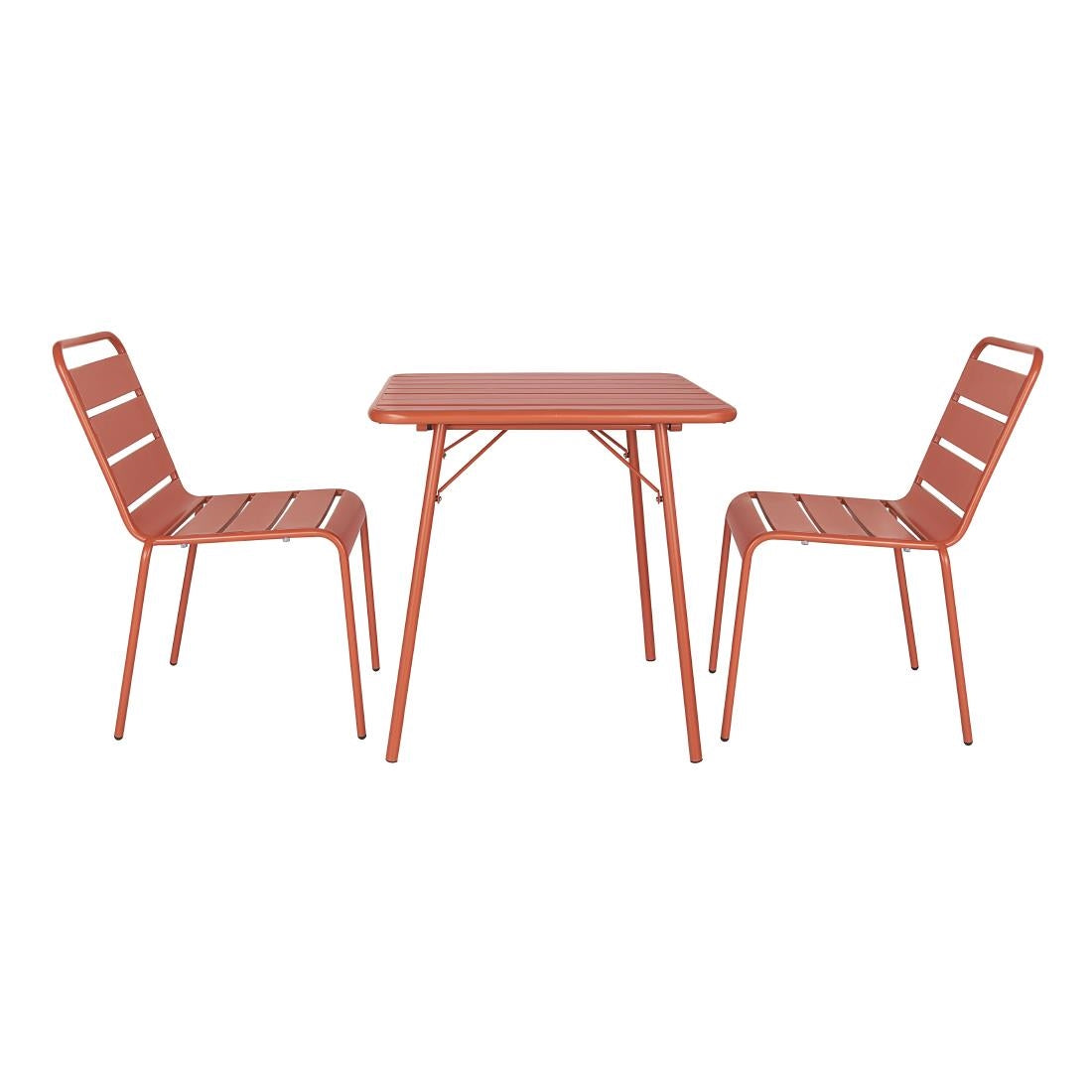 Table carrée à lattes en acier Bolero terracotta — CK064