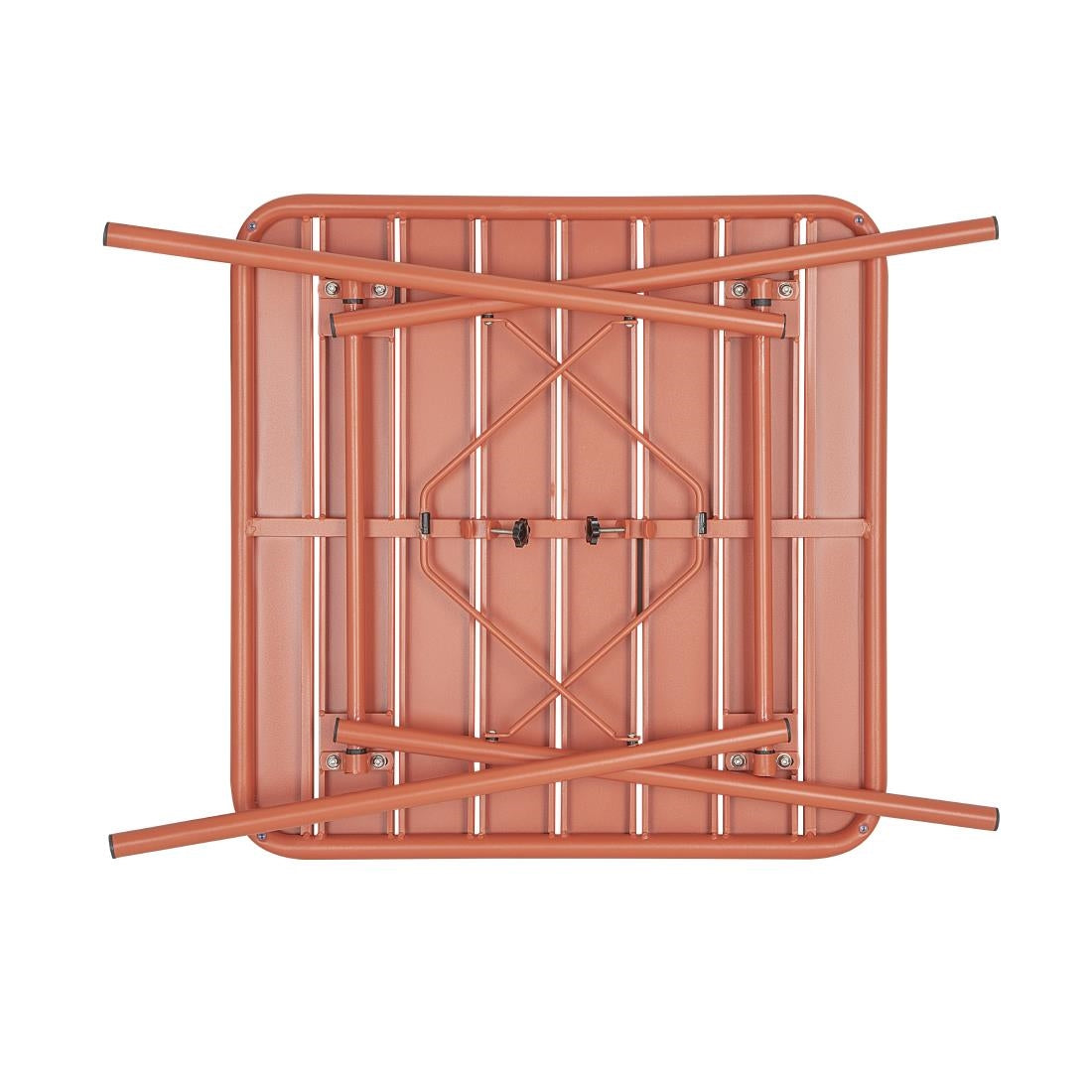 Table carrée à lattes en acier Bolero terracotta — CK064