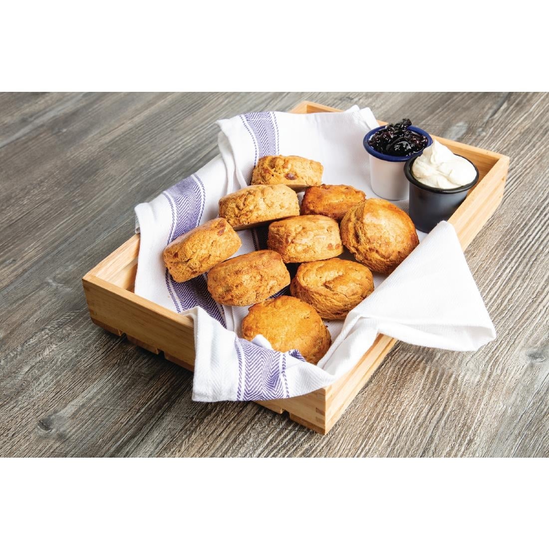 Pots à sauce en acier émaillé bleu et blanc Olympia 114ml (Lot de 6) — DC383