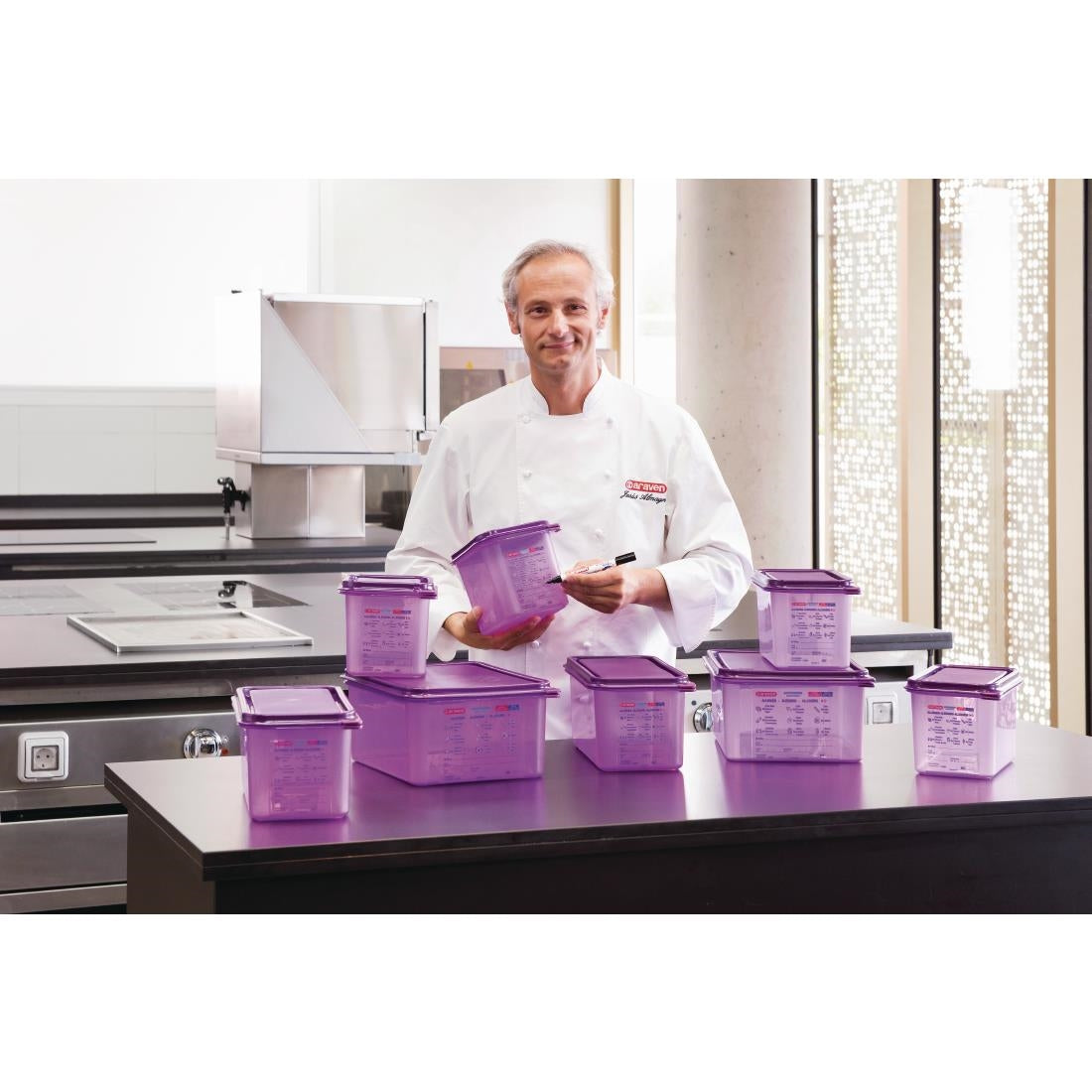 Bac hermétique violet antiallergénique GN1/6 Araven 2,6L — CM786