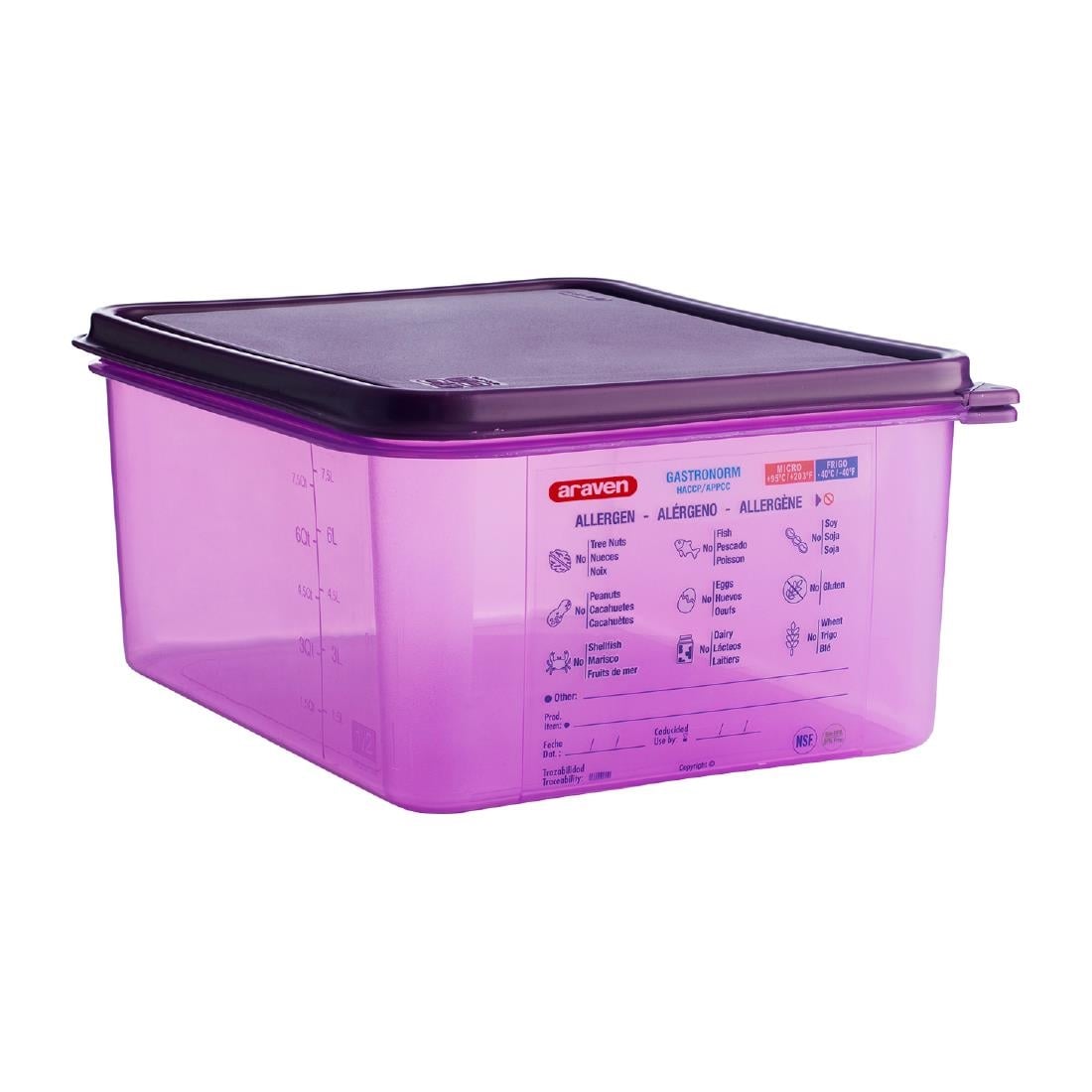 Bac hermétique violet antiallergénique GN 1/2 Araven 10L — CM789