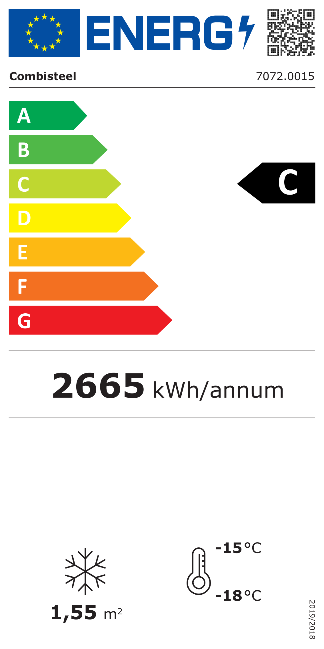 Étiquette énergétique officielle — Combisteel 7072.0015 — classe C