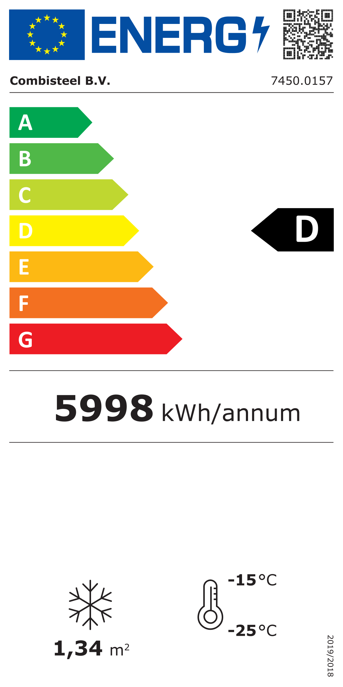 Étiquette énergétique officielle — Combisteel 7450.0157 — classe D