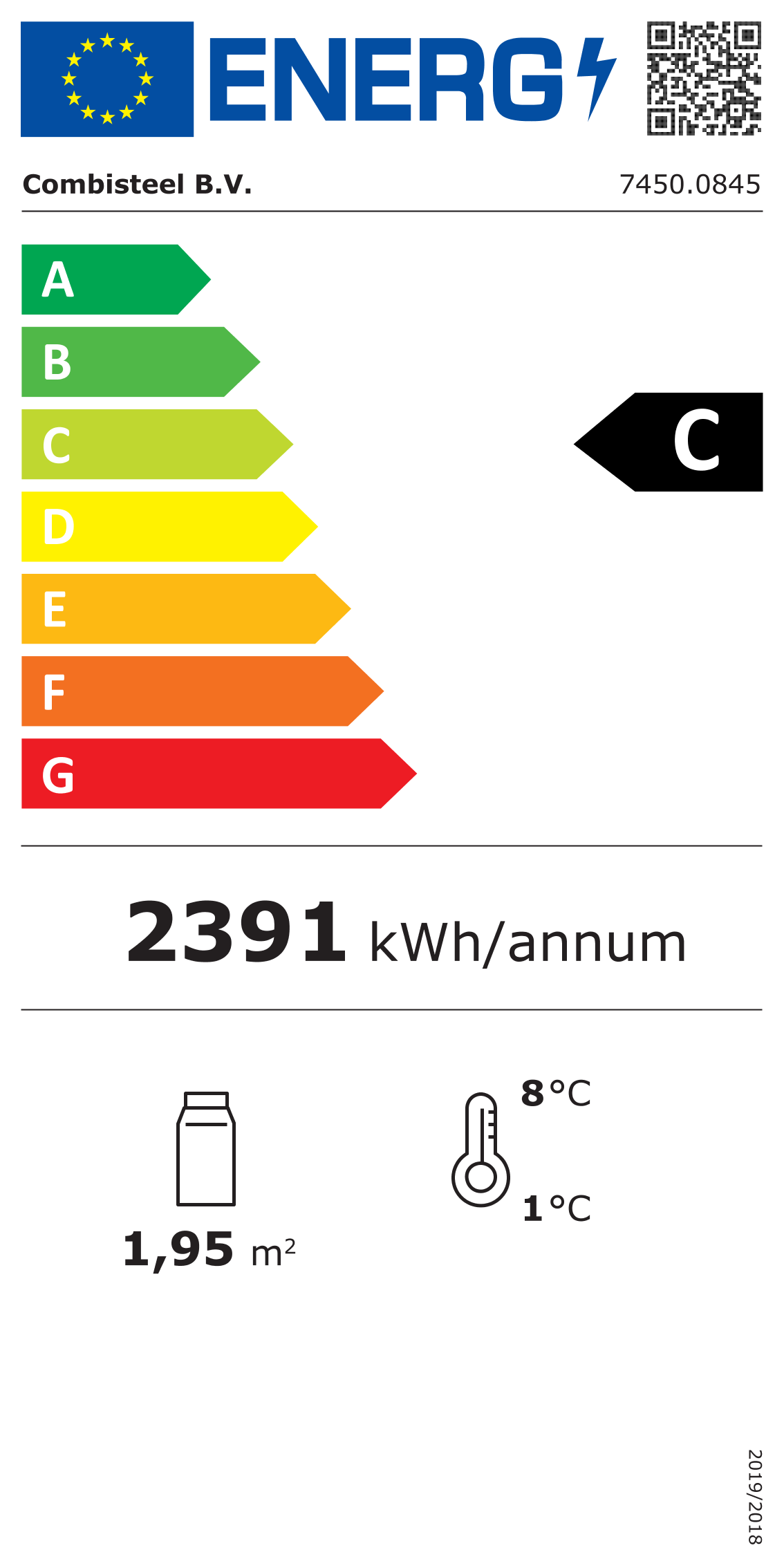 Étiquette énergétique officielle — Combisteel 7450.0845 — classe C