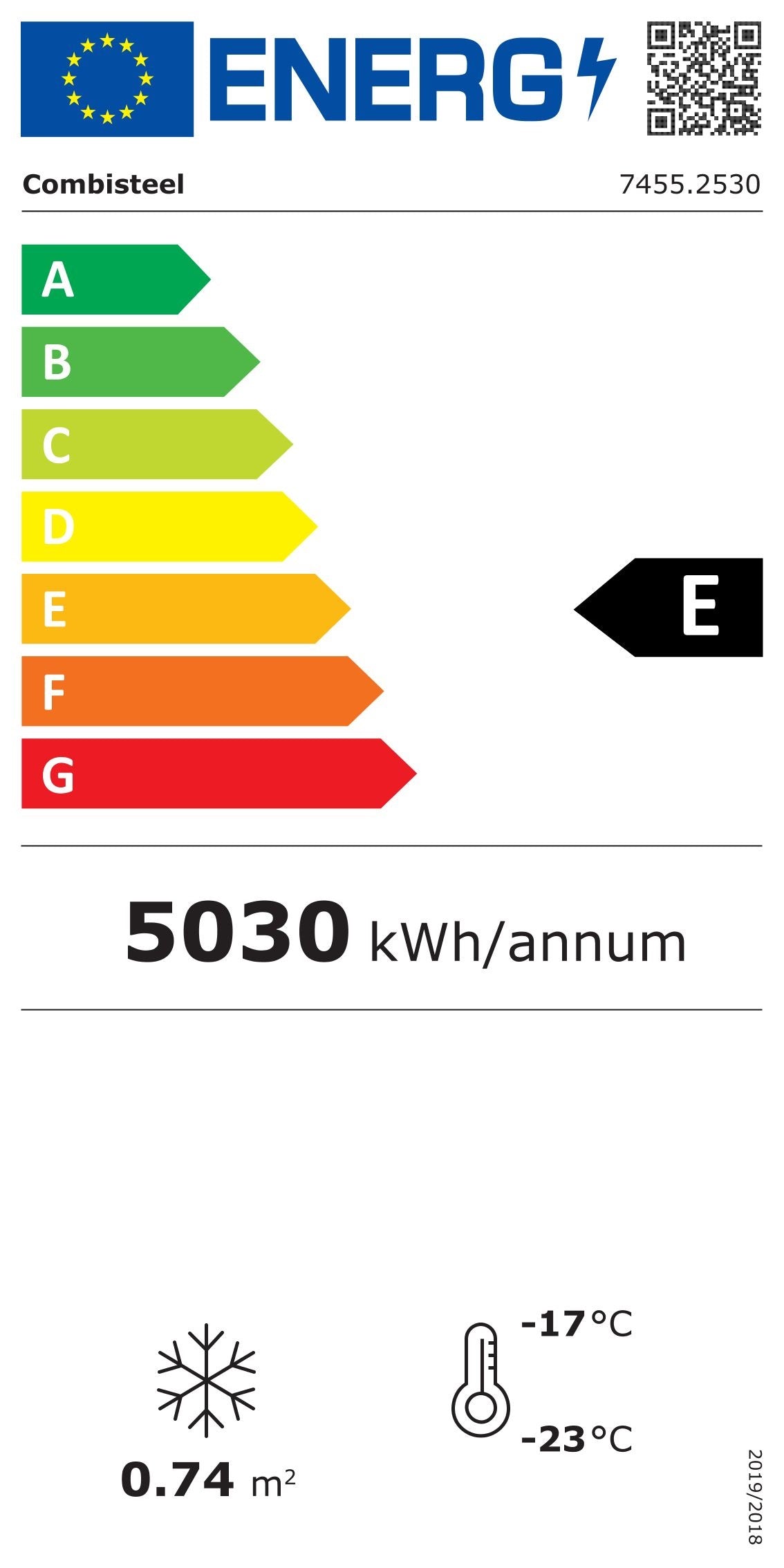 Étiquette énergétique officielle — Combisteel 7455.2530 — classe E