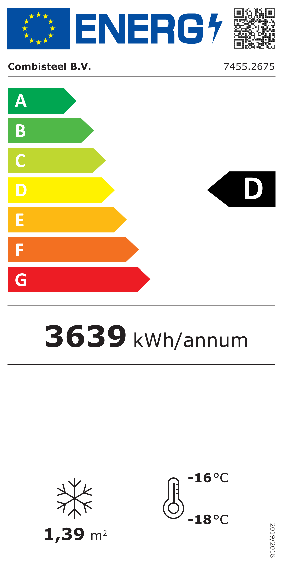 Étiquette énergétique officielle — Combisteel 7455.2675 — classe D
