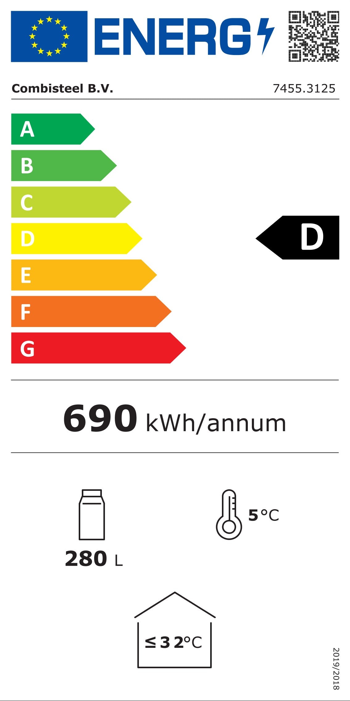 Étiquette énergétique officielle — Combisteel 7455.3125 — classe D