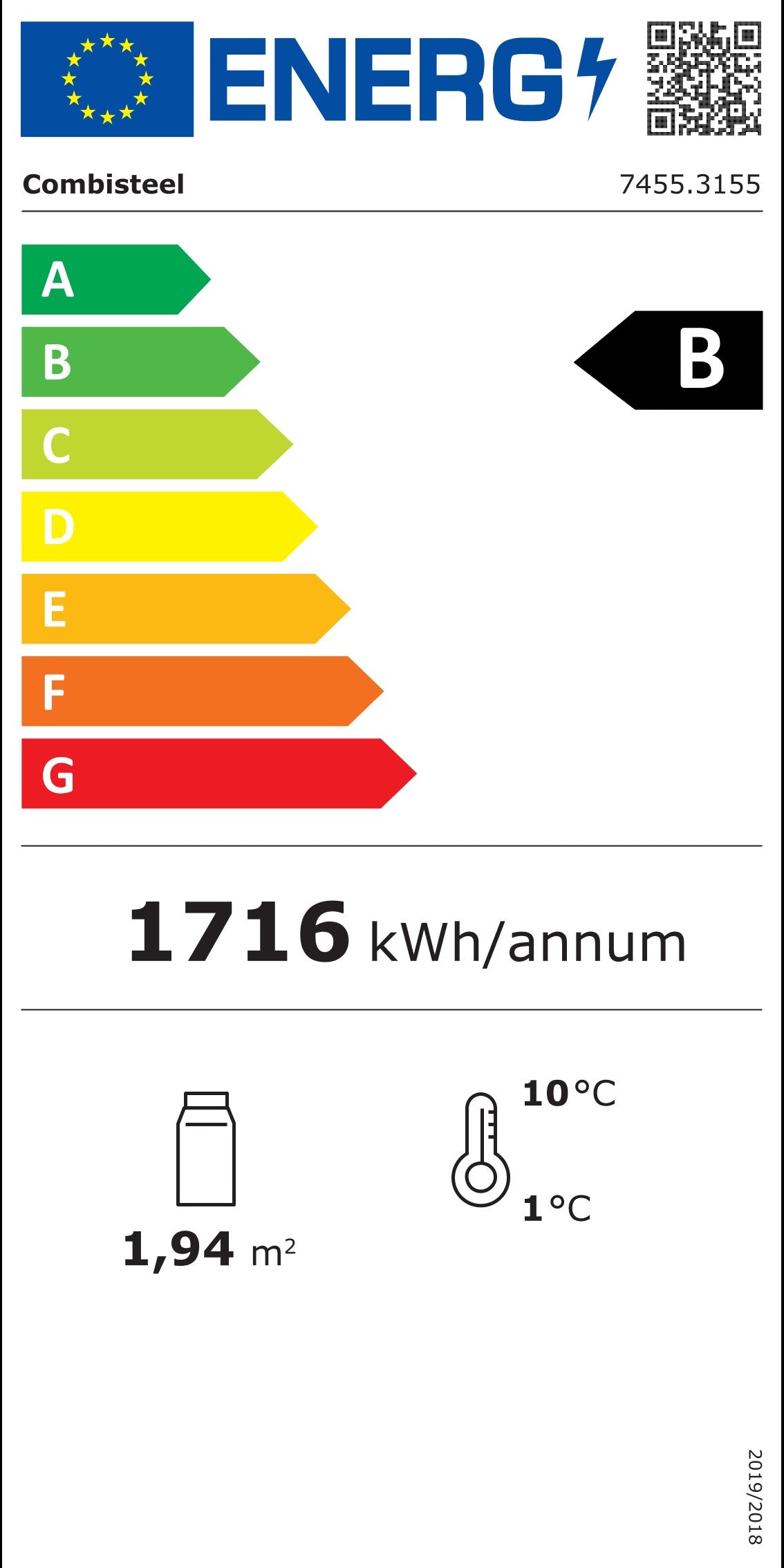 Étiquette énergétique officielle — Combisteel 7455.3155 — classe B