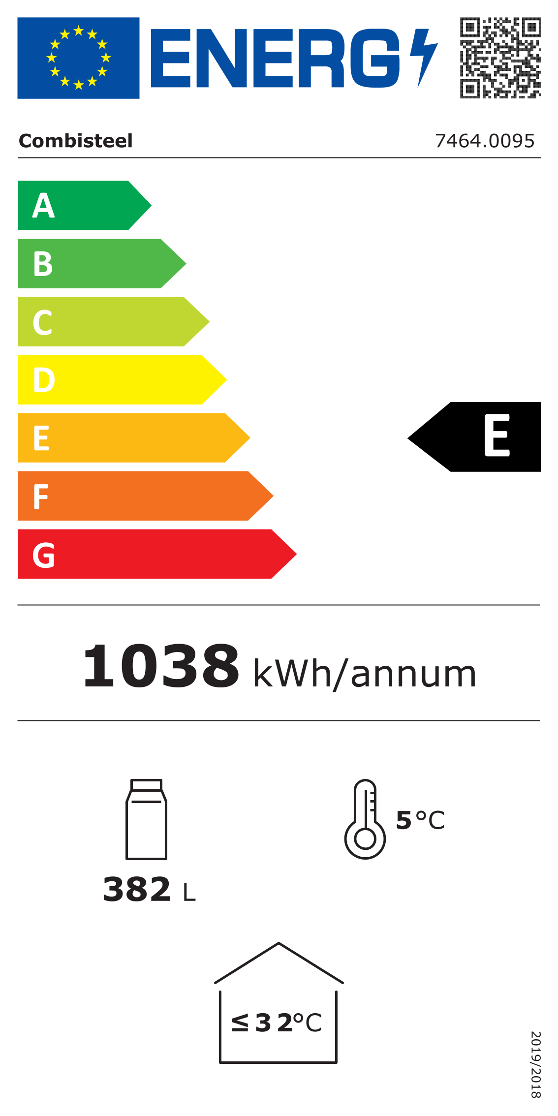 Étiquette énergétique officielle — Combisteel 7464.0095 — classe E