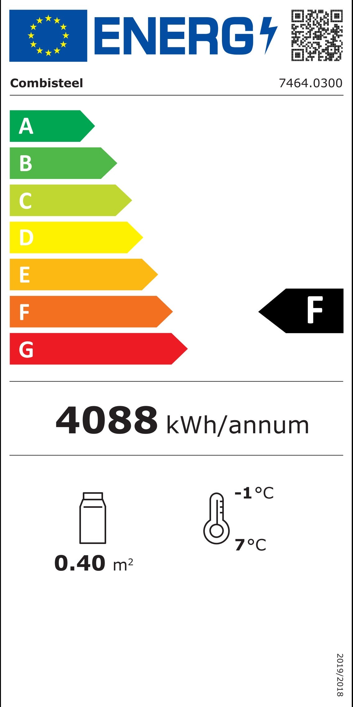 Étiquette énergétique officielle — Combisteel 7464.0300 — classe F