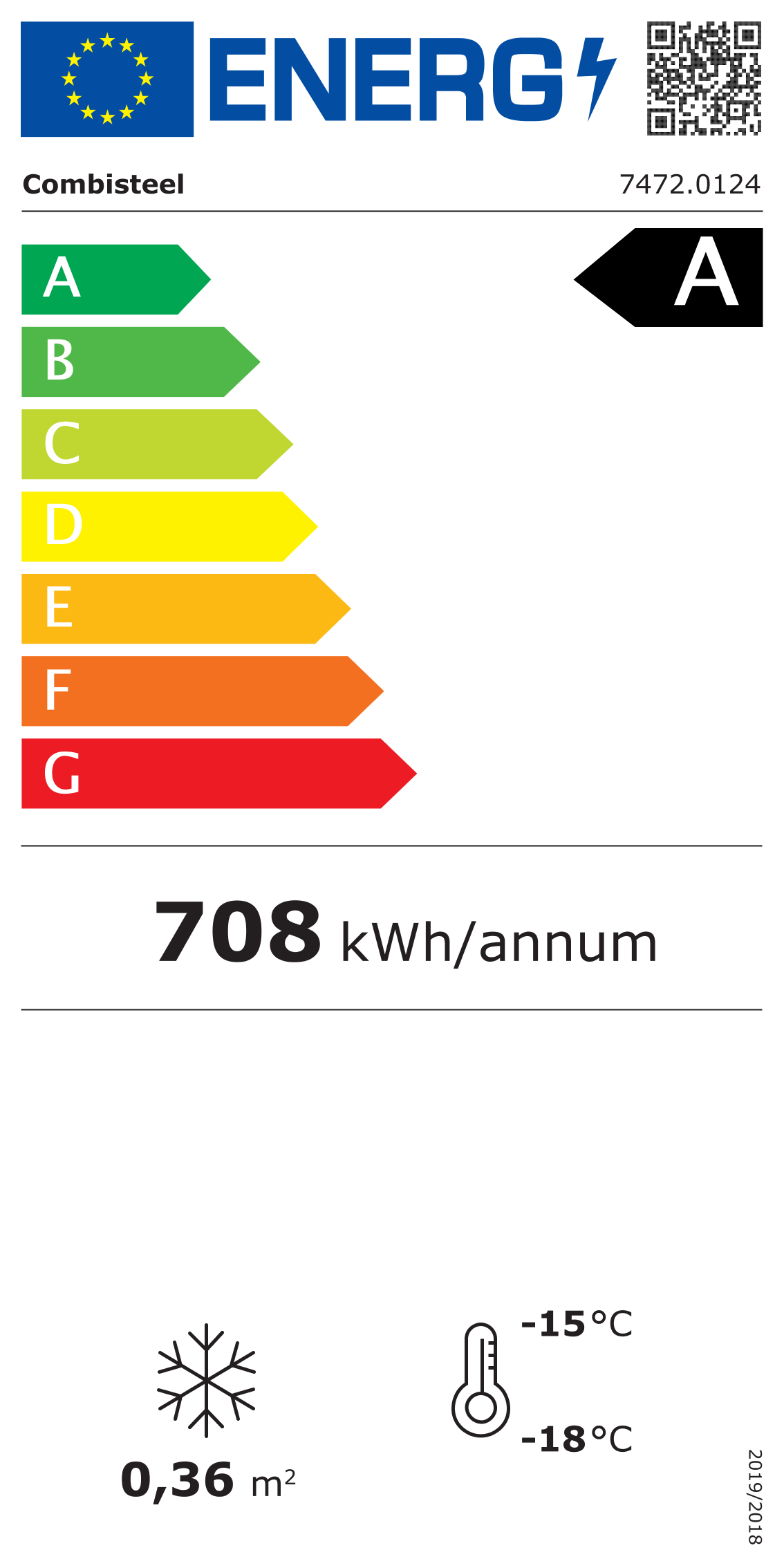 Étiquette énergétique officielle — Combisteel 7472.0124 — classe A