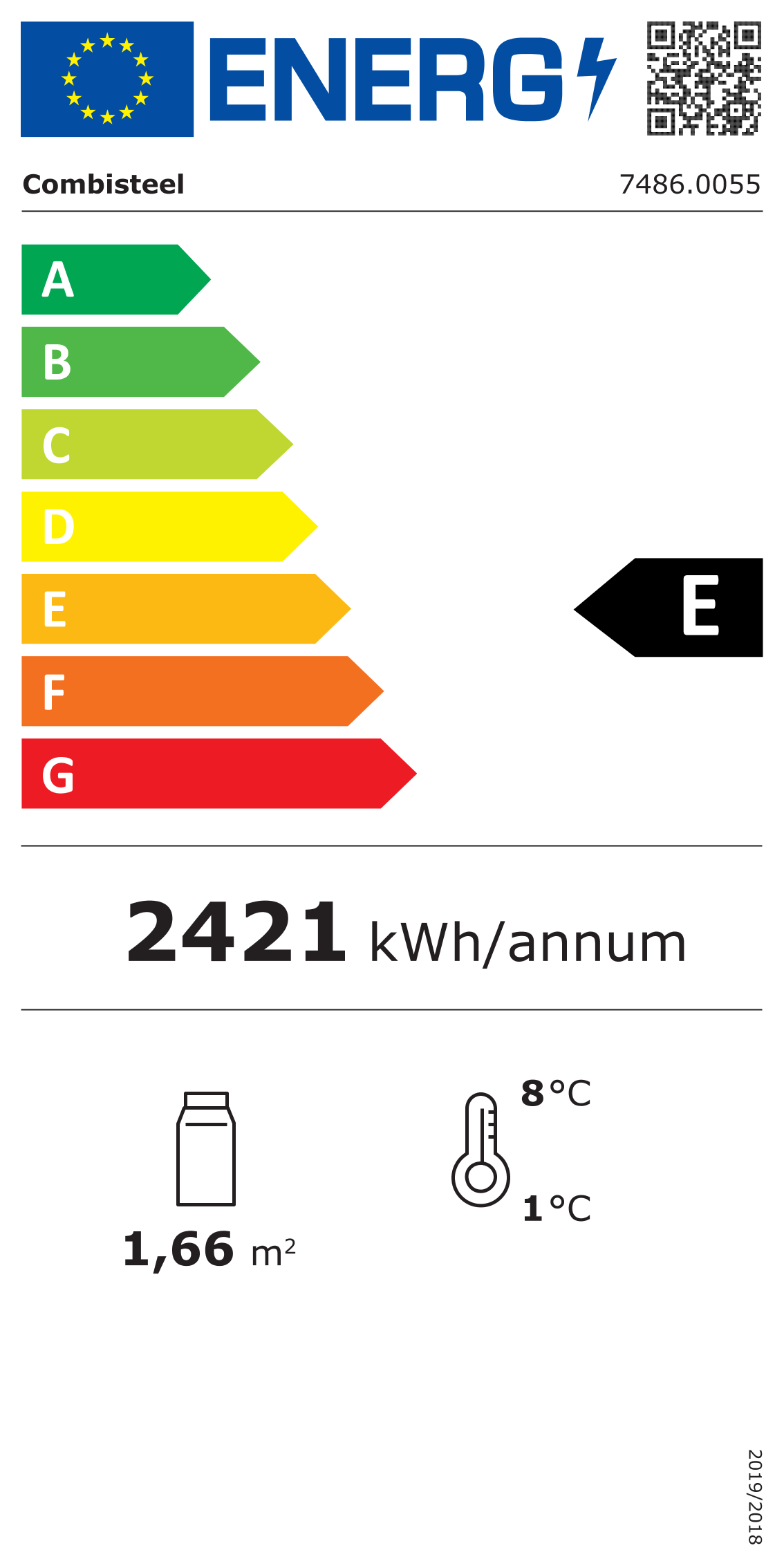 Étiquette énergétique officielle — Combisteel 7486.0055 — classe E