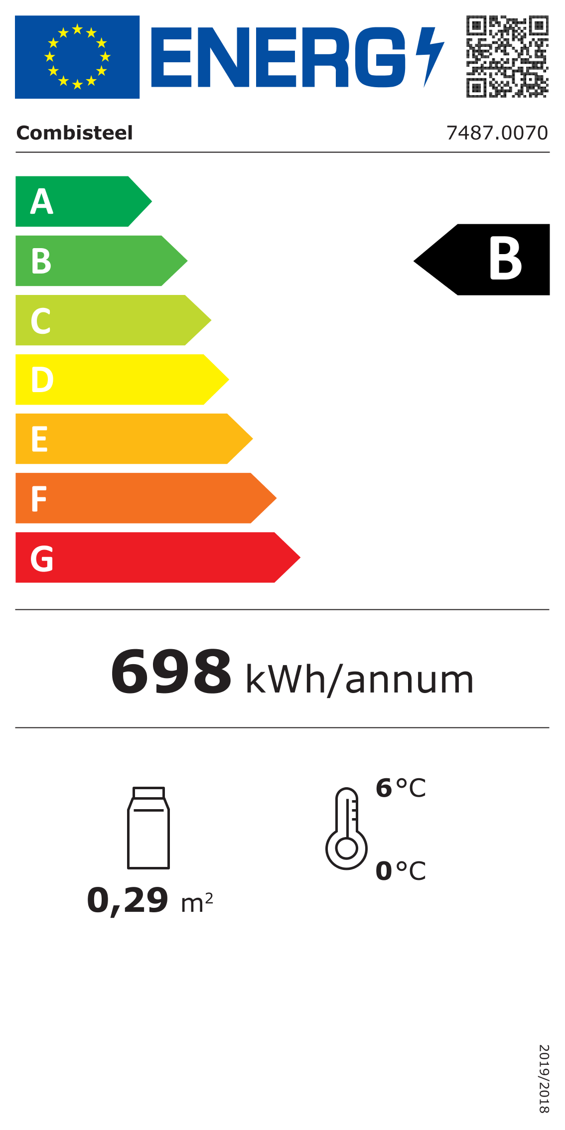Étiquette énergétique officielle — Combisteel 7487.0070 — classe B