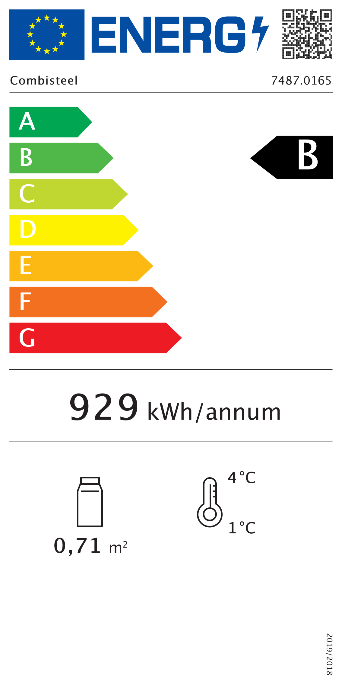 Étiquette énergétique officielle — Combisteel 7487.0165 — classe B