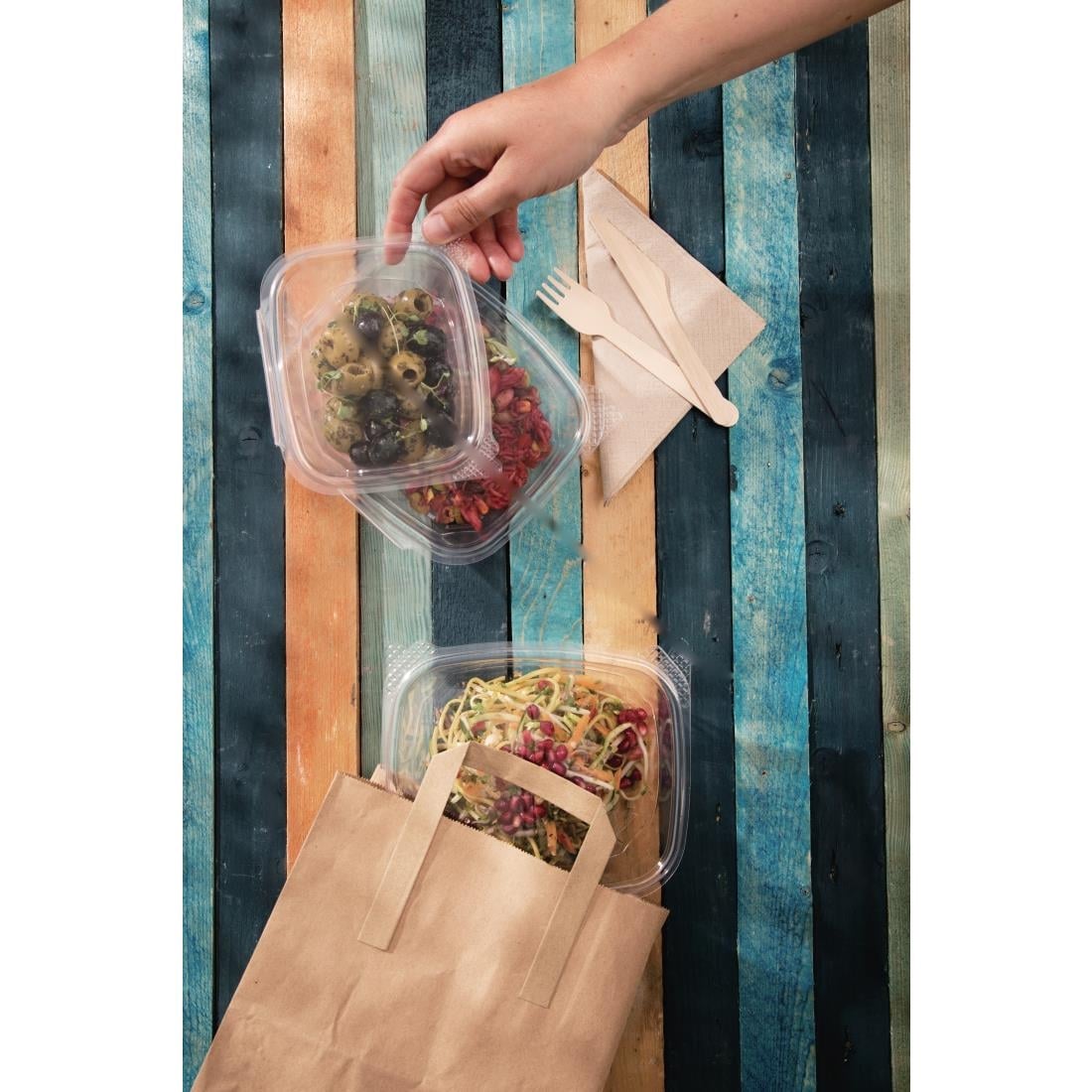 Petits sacs en papier marron à poignées plates Fiesta Recyclables (lot de 250) — JA527