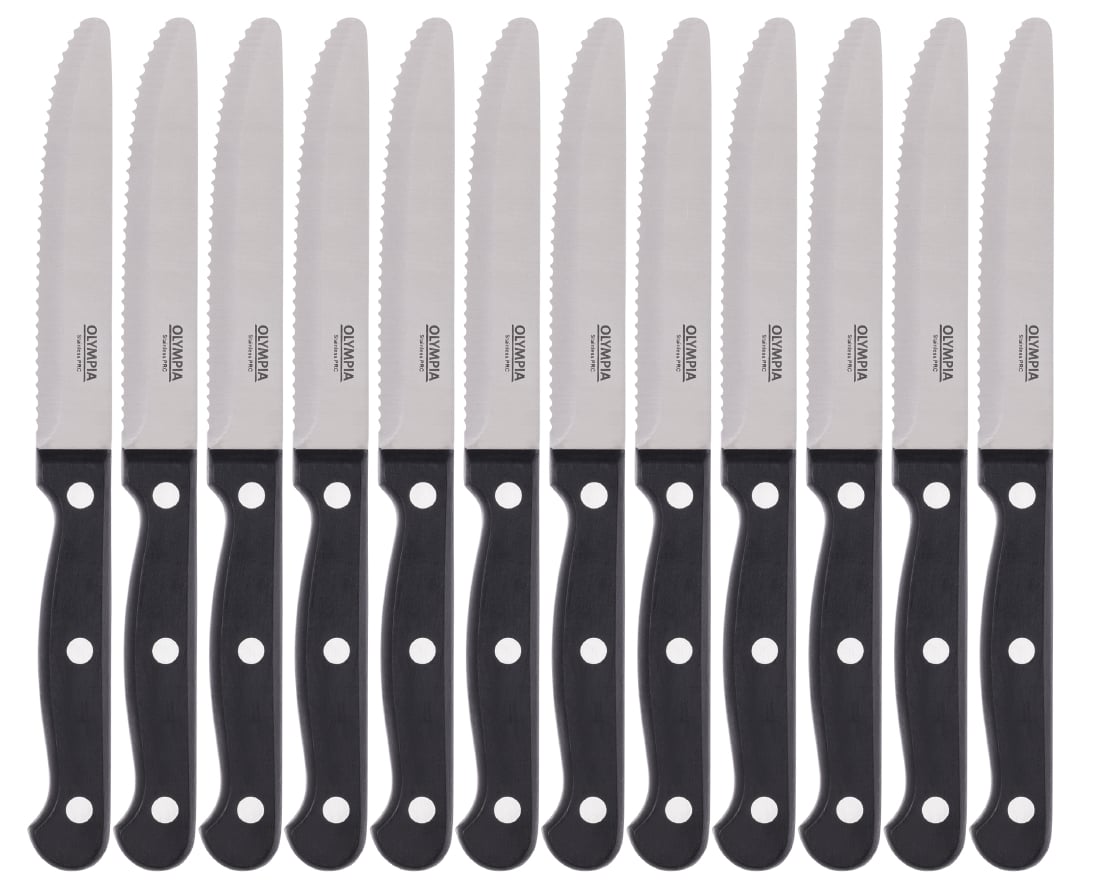 Couteau à steak arrondi Olympia Taverna manche noir (lot de 12) — CS716