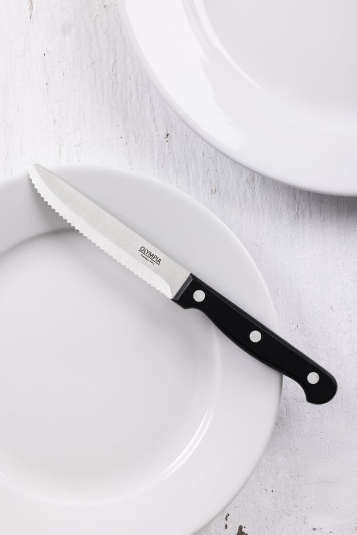Couteau à steak arrondi Olympia Taverna manche noir (lot de 12) — CS716