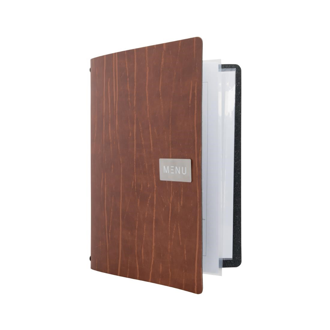 Protège-menu en cuir recyclé Securit Gamme Leather A4 marron — CU926