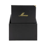 Boîte avec 20 protège-menus simili cuir A4x4 Securit Classic noirs — CU929