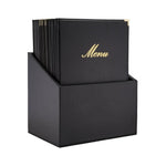 Boîte avec 20 protège-menus simili cuir A4x4 Securit Classic noirs — CU929