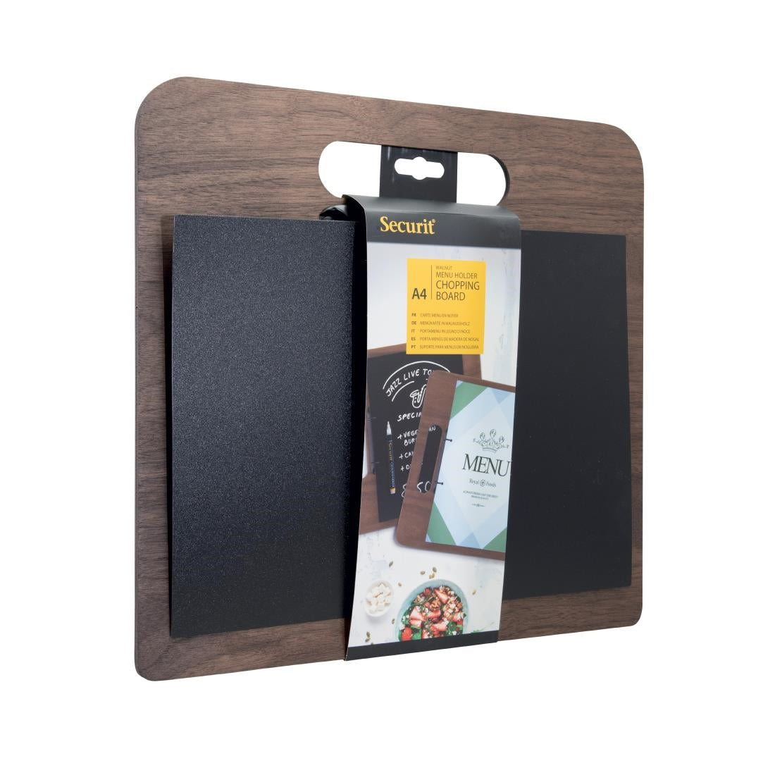 Planche porte-menu à anneaux Securit gamme Walnut — CU930