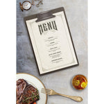 Planche porte-menu avec clip métal patiné "Food & Drink" Securit Vintage A4 — CU931